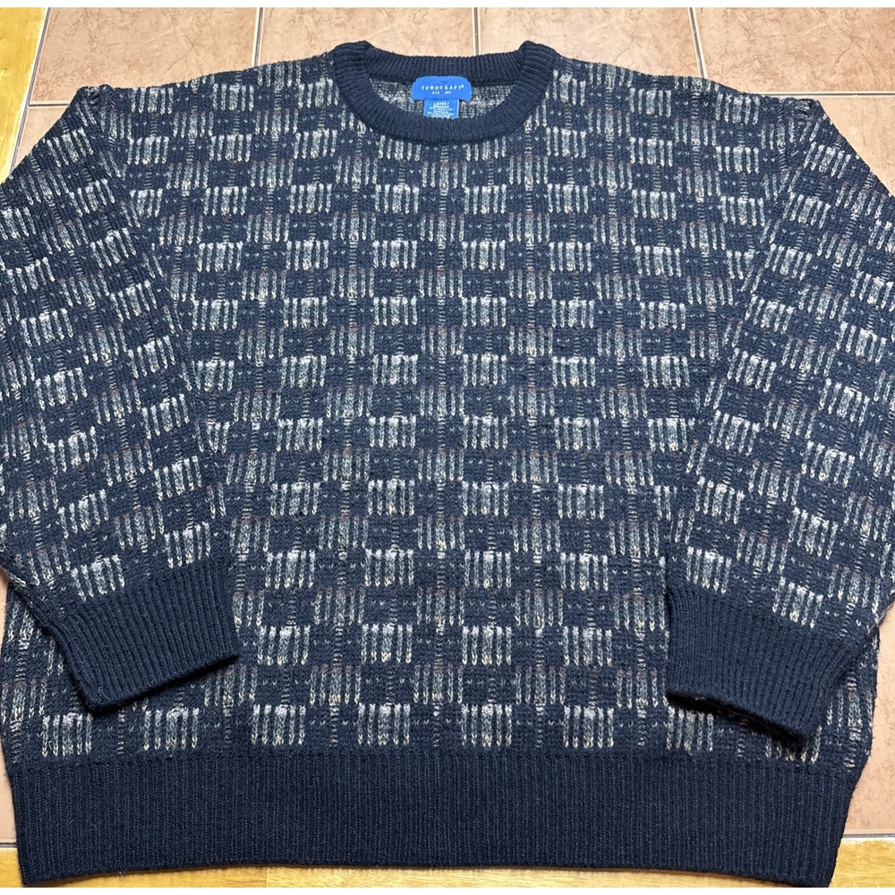Vintage Towncraft Sweater Mens Sz‎ Large Knit Pattern Crewneck Pullover 90s